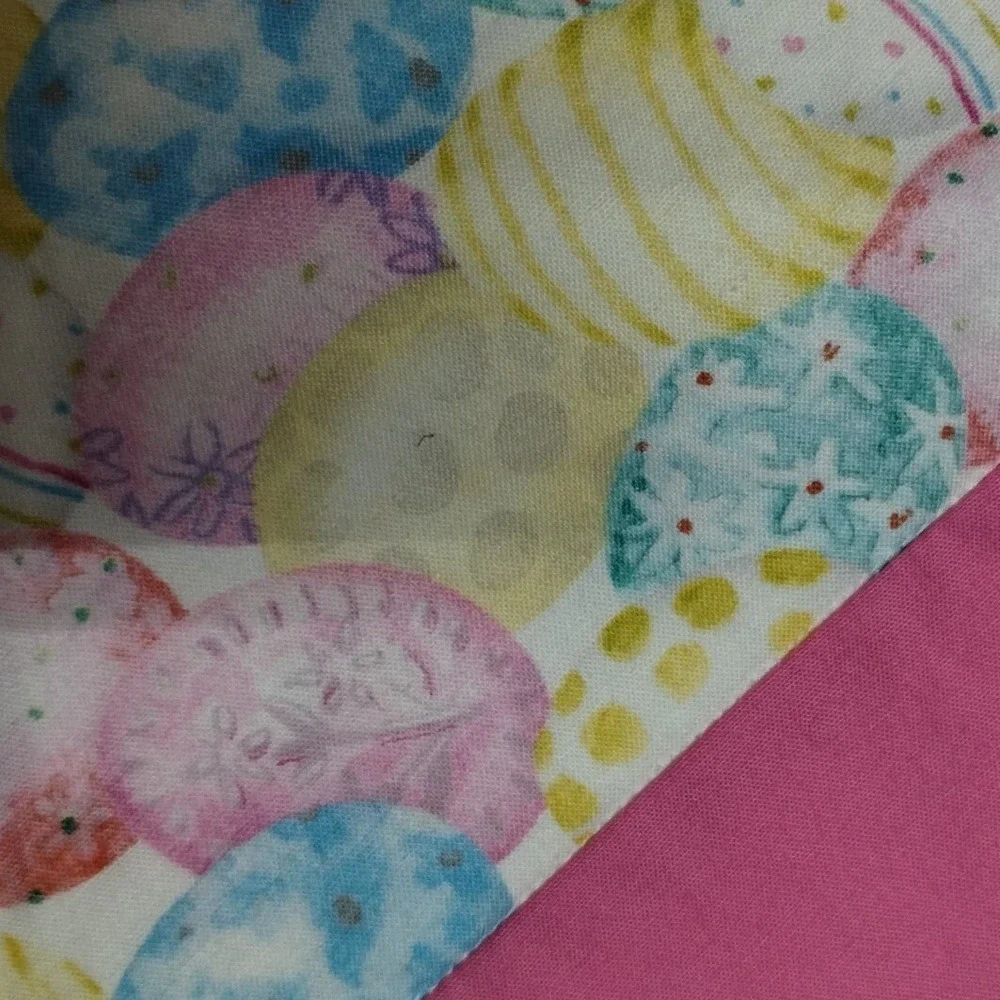 Handmade Easter Table Runner Quilted Patchwork Pink Red Egg‎ Print 46 inches